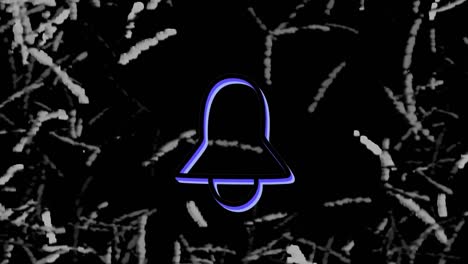 Animation-of-neon-bell-icon-over-textured-background