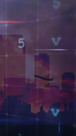 Animation-of-cyber-attack-warning-over-cityscape-on-red-background