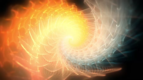 Animation-of-animated-glowing-golden-spiral-swirling-shell