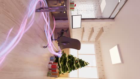 Modern-home-office-with-a-computer-and-Christmas-decorations---3D-Interior-design-vertical