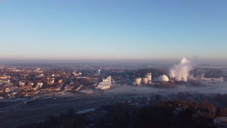 Szenna-Town-early-morning-with-Misty-weather-and-blue-sky