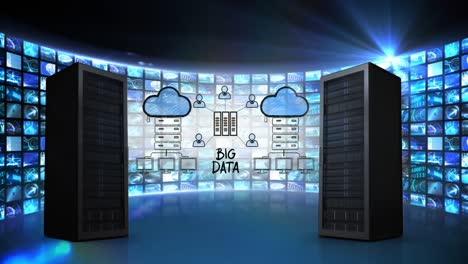 Server-towers-and-illustration-of-cloud-network