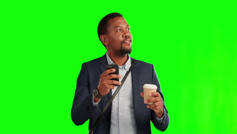 Green-screen,-travel-and-businessman-use-phone-gps
