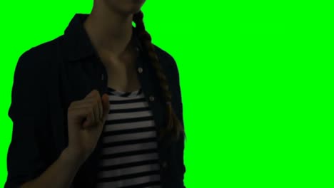Mid-section-of-woman-using-digital-screen-4k