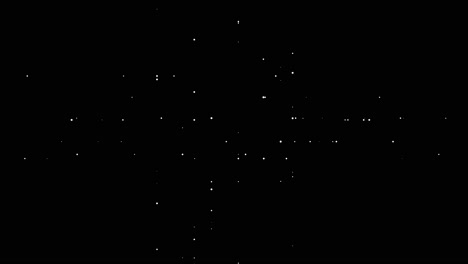 Animation-of-white-dots-spreading-over-black-background,-electrical-conduit-pipe,-circuit-board-micro-chip-concept