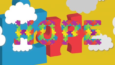 Animation-of-colourful-puzzle-pieces,-autism-awareness-month-text