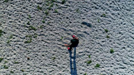 Drone-shot-of-young-attractive-black-female-doing-sports-outdoors