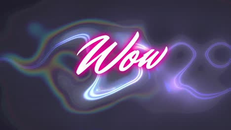 Animation-of-wow-text-over-liquid-on-black-background